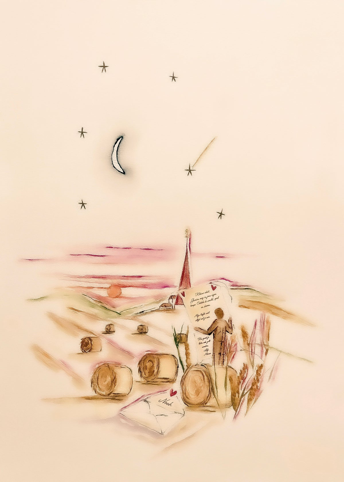 A Little Note (jongen) - Gepersonaliseerd kunstwerk
